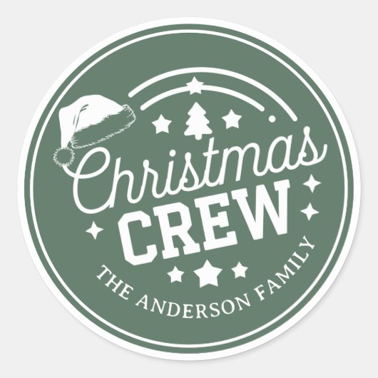 Aangepaste gepersonaliseerde DIY Christmas Crew st Ronde Sticker (Voorkant)