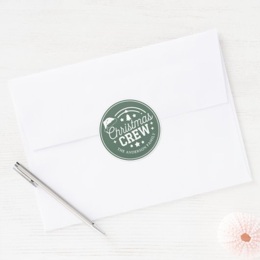 Aangepaste gepersonaliseerde DIY Christmas Crew st Ronde Sticker (Envelop)