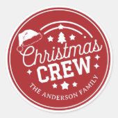 Aangepaste gepersonaliseerde DIY Christmas Crew st Ronde Sticker (Voorkant)