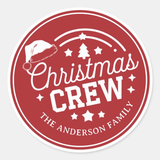 Aangepaste gepersonaliseerde DIY Christmas Crew st Ronde Sticker (Voorkant)