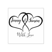 Aangepaste gepersonaliseerde dubbele hart bruiloft rubberstempel (Afrduk)