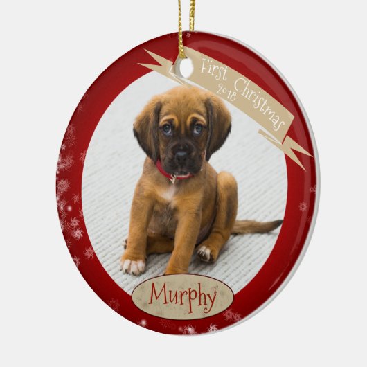 Aangepaste gepersonaliseerde eerste kerst gedateer keramisch ornament (Links)