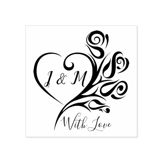 Aangepaste gepersonaliseerde elegante hart bruilof rubberstempel (Afrduk)