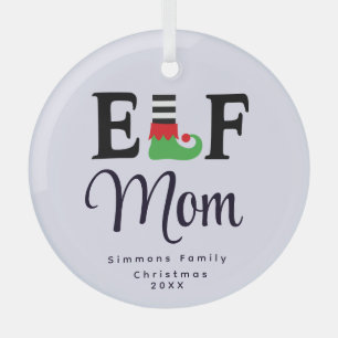 Aangepaste Gepersonaliseerde Elf Mom Ornament, Glas Ornament