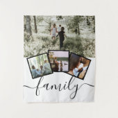 Aangepaste Gepersonaliseerde Familie 4 Fotocollage Wandkleed (Voorkant)