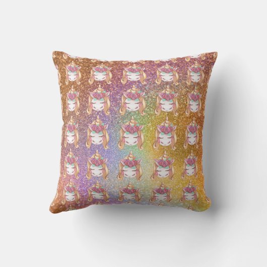 Aangepaste Gepersonaliseerde Faux Glitter Rainbow Kussen (Achterkant)