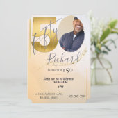 aangepaste gepersonaliseerde foto 50ste save the date (Staand voorkant)