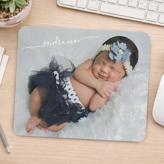 Aangepaste gepersonaliseerde foto- en babynamen sj muismat