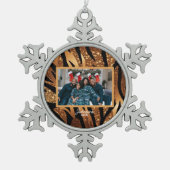 Aangepaste gepersonaliseerde foto Ornament, Tiger Tin Sneeuwvlok Ornament (Voorkant)