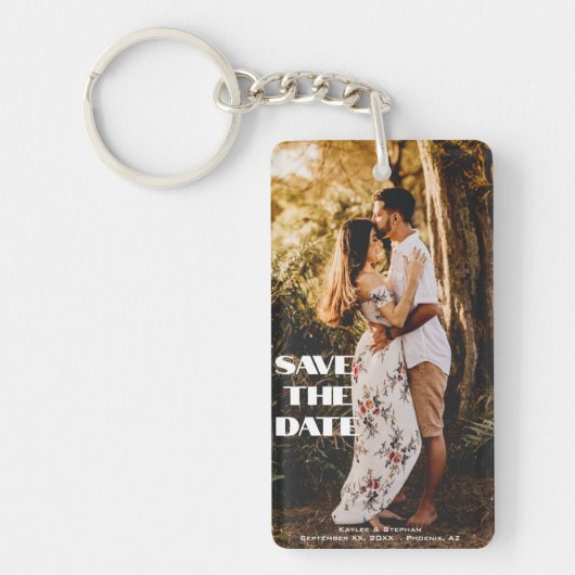 Aangepaste Gepersonaliseerde Foto Save The Date Sleutelhanger (Voorkant)