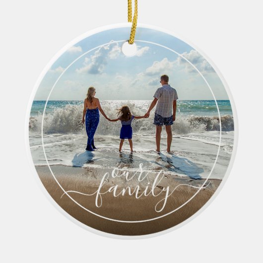 Aangepaste Gepersonaliseerde Foto Sjabloon Onze Fa Keramisch Ornament (Voorkant)