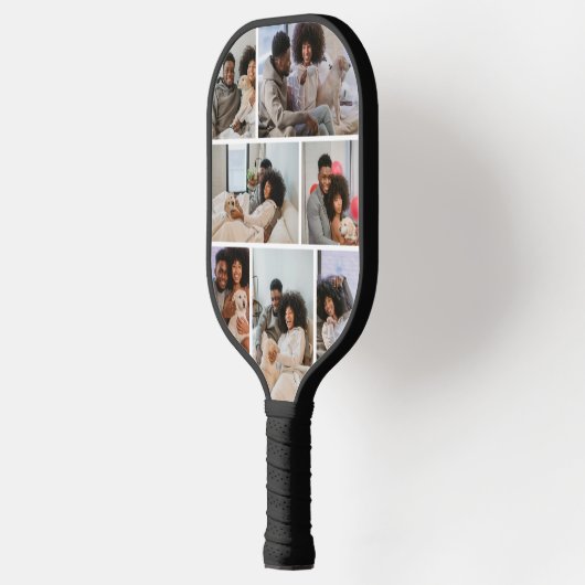 Aangepaste gepersonaliseerde fotocollage en tekst pickleball paddle (Links)