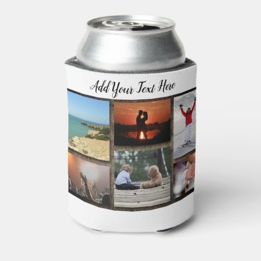 Aangepaste gepersonaliseerde fotocollage Stubby ho Blikjeskoeler (Blikje Achterkant)