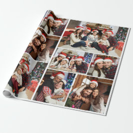 Aangepaste gepersonaliseerde fotocollage Vrolijk K Cadeaupapier