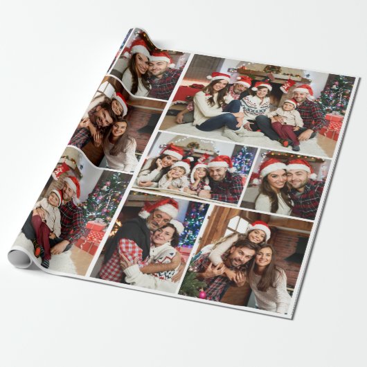 Aangepaste gepersonaliseerde fotocollage Vrolijk K Cadeaupapier (Uitgerold)