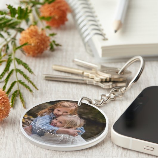 Aangepaste gepersonaliseerde fotosjabloon Zusters  Sleutelhanger (Voorkant Rechts)