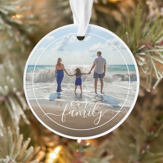 Aangepaste gepersonaliseerde fototemplate Onze Fam Ornament (Boom)