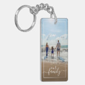 Aangepaste gepersonaliseerde fototemplate Onze Fam Sleutelhanger (Voorkant Links)