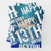 Aangepaste gepersonaliseerde Galaxy Blue verjaarda Inpakpapier Vel (In situ)