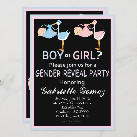 Aangepaste gepersonaliseerde gender reveal Invitat Kaart (Voorkant / Achterkant)
