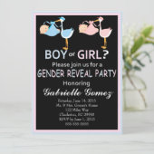 Aangepaste gepersonaliseerde gender reveal Invitat Kaart (Staand voorkant)