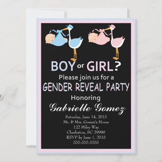 Aangepaste gepersonaliseerde gender reveal Invitat Kaart (Voorkant)