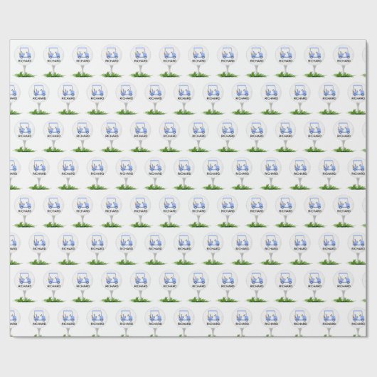 Aangepaste gepersonaliseerde Golf Thema Naam Ball  Cadeaupapier (Vlak)