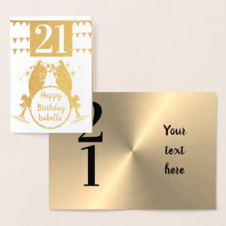 Aangepaste gepersonaliseerde gouden 21e verjaardag folie kaarten