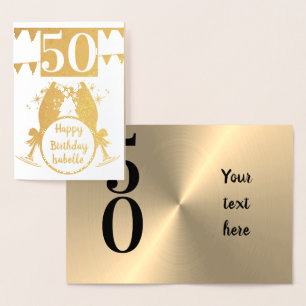 Aangepaste gepersonaliseerde gouden 50e verjaardag folie kaarten