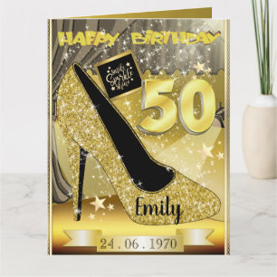 Aangepaste gepersonaliseerde gouden 50e verjaardag kaart