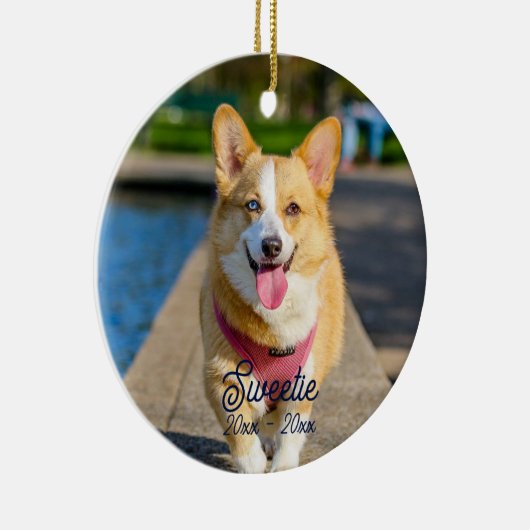 Aangepaste gepersonaliseerde herdenking kat hond f keramisch ornament (Rechts)