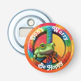 Aangepaste Gepersonaliseerde Hippie Kikker Vrede K Button Flesopener