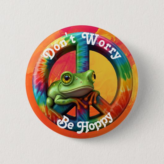 Aangepaste Gepersonaliseerde Hippie Kikker Vrede K Ronde Button 5,7 Cm (Voorkant)