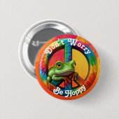 Aangepaste Gepersonaliseerde Hippie Kikker Vrede K Ronde Button 5,7 Cm (Voorkant /achterkant)