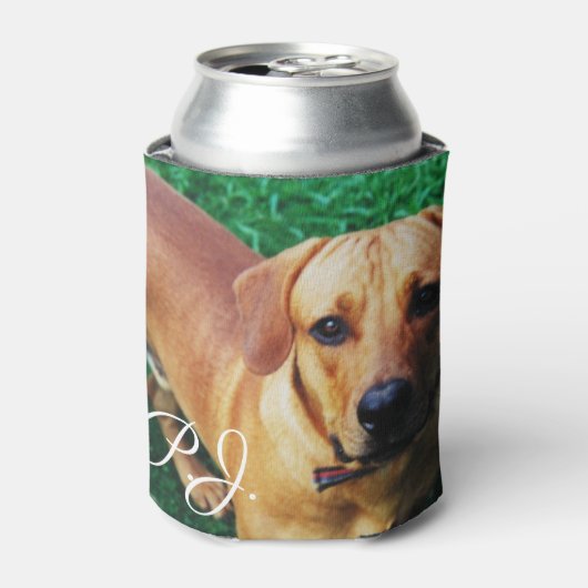 Aangepaste gepersonaliseerde hond foto Stubby houd Blikjeskoeler (Blikje Voorkant)