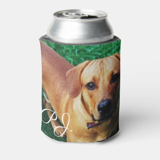Aangepaste gepersonaliseerde hond foto Stubby houd Blikjeskoeler (Blikje Achterkant)