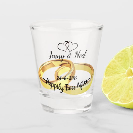 Aangepaste gepersonaliseerde huwelijksfeest cadeau shot glas (Voorkant)