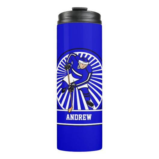 Aangepaste gepersonaliseerde ijshockey speler B Thermosbeker (Voorkant)