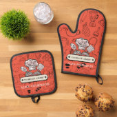 Aangepaste gepersonaliseerde Initiaal naam Cookout Ovenwant & Pannenlap Set (Top down)
