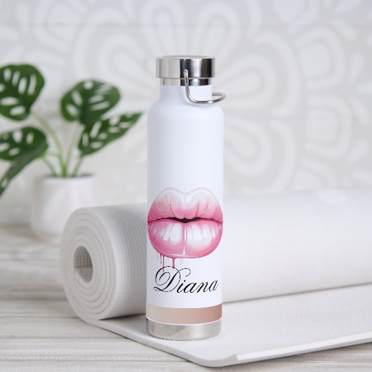 Aangepaste Gepersonaliseerde Jouw naam Lips Waterf Waterfles (Yoga)