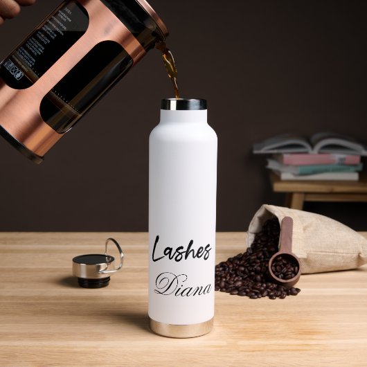 Aangepaste gepersonaliseerde Jouw naam wimpers Waterfles (Koffie)