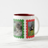 Aangepaste Gepersonaliseerde Kat Foto 3 Foto's Col Tweekleurige Koffiemok (Voorkant rechts)