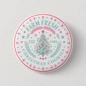 Aangepaste gepersonaliseerde kerstboom stijlvol ronde button 5,7 cm (Voorkant)