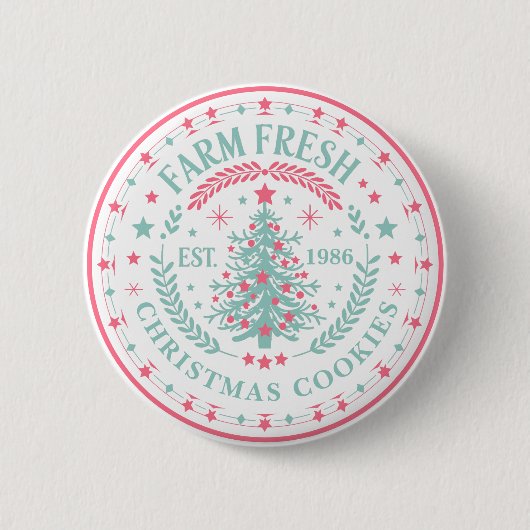 Aangepaste gepersonaliseerde kerstboom stijlvol ronde button 5,7 cm (Voorkant)