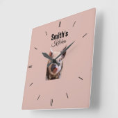 Aangepaste Gepersonaliseerde Keuken  Varken Logo Vierkante Klok (Hoek)