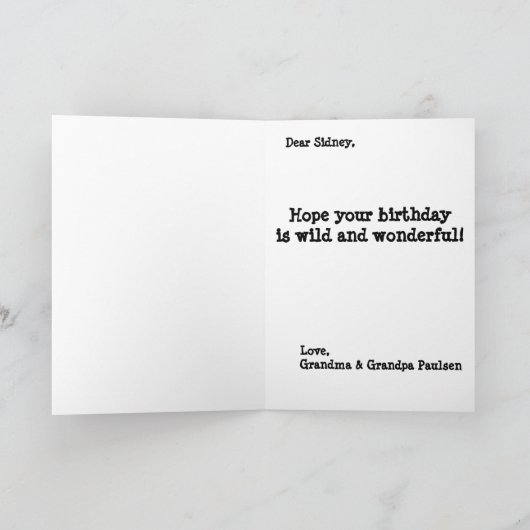 Aangepaste Gepersonaliseerde Kinderverjaardag Kaar Kaart (Binnen)