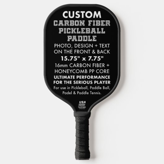 Aangepaste gepersonaliseerde koolstofvezel paddleb pickleball paddle (Voorkant)