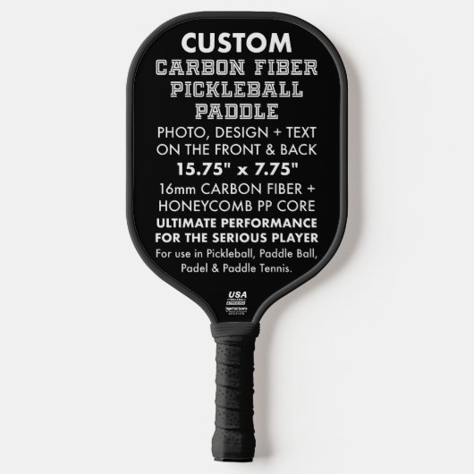 Aangepaste gepersonaliseerde koolstofvezel paddleb pickleball paddle (Achterkant)