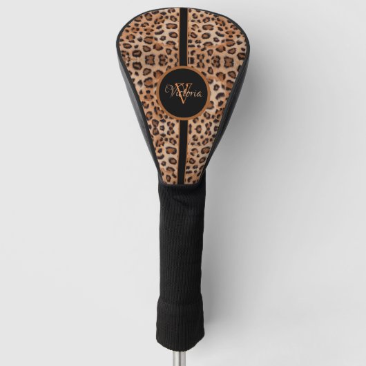 Aangepaste Gepersonaliseerde Leopard Print Golf He Golfheadcover (Voorkant)
