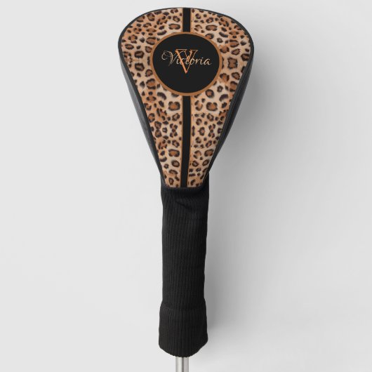 Aangepaste Gepersonaliseerde Leopard Print Golf He Golfheadcover (Voorkant)